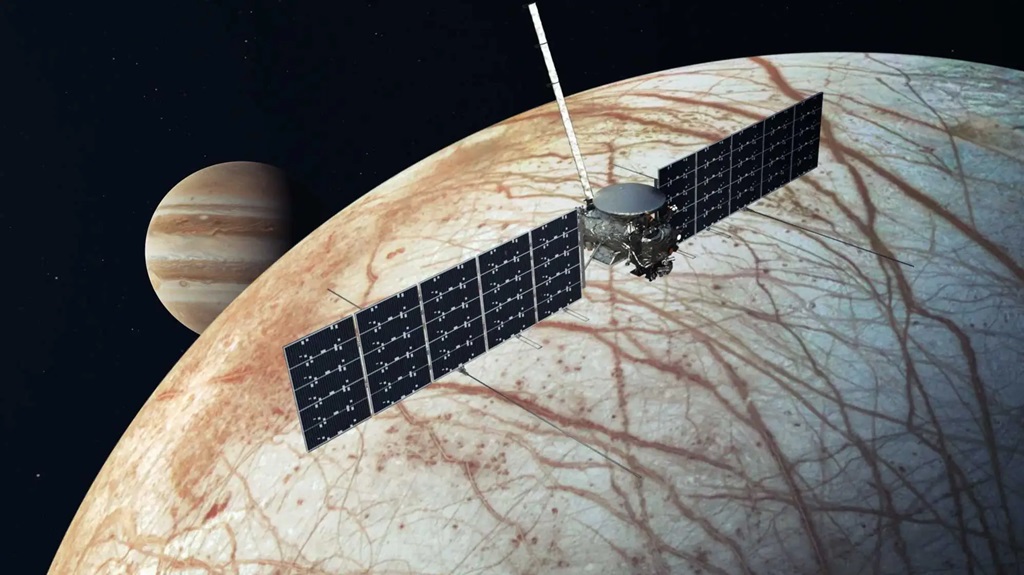 Eine künstlerische Darstellung der NASA-Raumsonde Europa Clipper | Quelle: NASA/JPL-Caltech